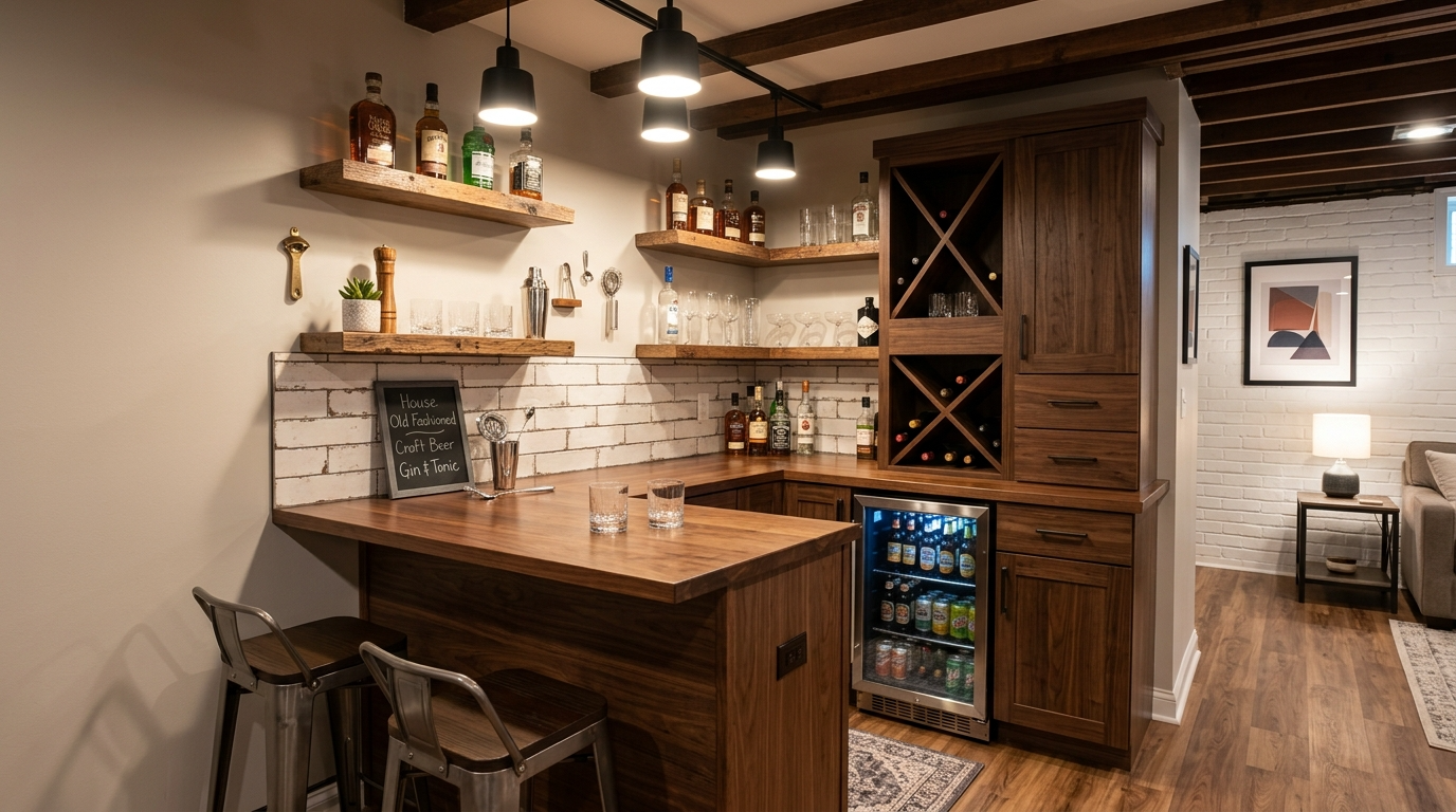 Add a small sink if the basement setup allows it